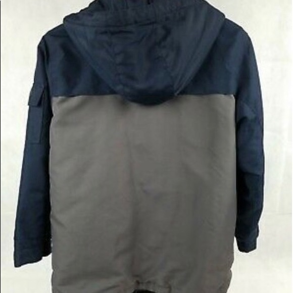 ☃️GAP KIDS 1969 Boys Size L Hooded Navy & Grey Coat☃️ - Picture 2 of 6